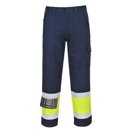 PORTWEST MV26YNRL - Pantalon Hi-Vis Modaflame, jaune/marine