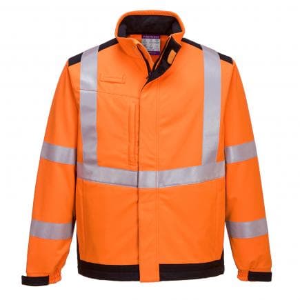 PORTWEST MV72ONRL - Veste Softshell Modaflame multi norme Arc électrique, orange/marine