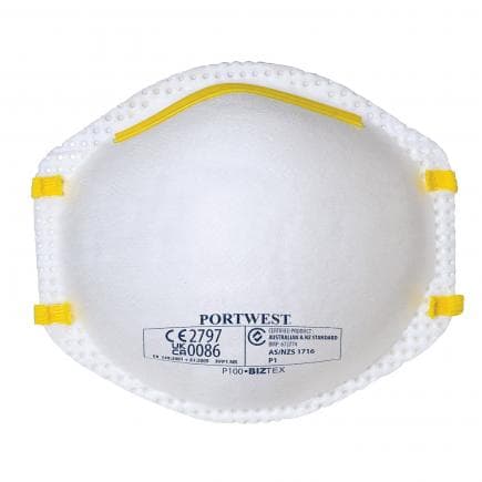 PORTWEST P100WHR - Masque poussières FFP1, blanc
