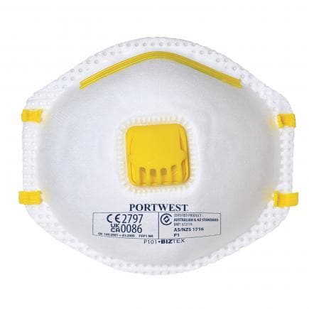 PORTWEST P101WHR - Masque poussières à valve FFP1, blanc