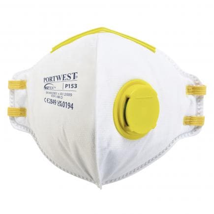 PORTWEST P153WHR - Masque pliable FFP1 à soupape dolomite, blanc