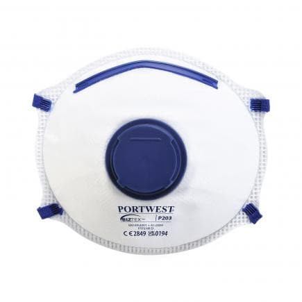 PORTWEST P203WHR - Masque FFP2 à valve-dolomite, blanc