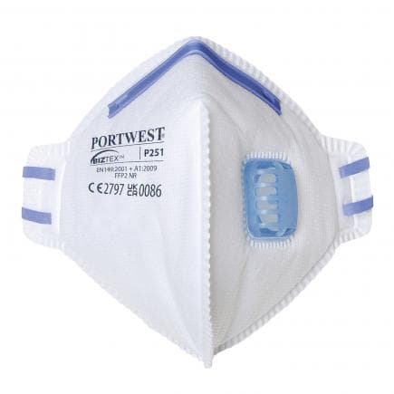 PORTWEST P251WHR - Masque pliable FFP2 avec valve, blanc