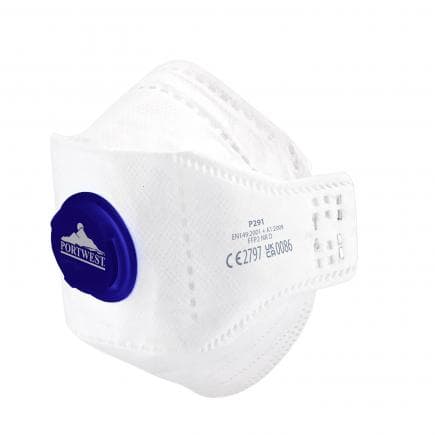 PORTWEST P291WHR - Respirateur pliable à plat Eagle FFP2 à valve dolomite, blanc