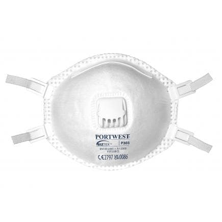 PORTWEST P303WHR - Masque FFP3 Dolomite à valve, blanc