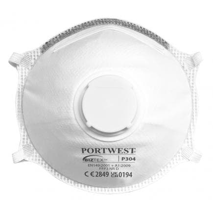 PORTWEST P304WHR - FFP3 à valve Dolomite coque de respiration legère, blanc