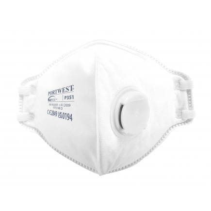 PORTWEST P351WHR - Masque FFP3 pliable, anti-poussières et anti-brouillards, blanc