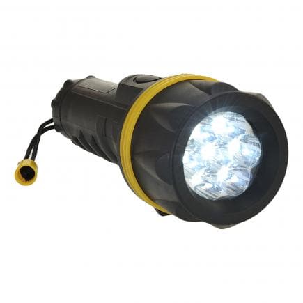 PORTWEST PA60YBR - Torche caoutchouc 7 led, jaune/noir