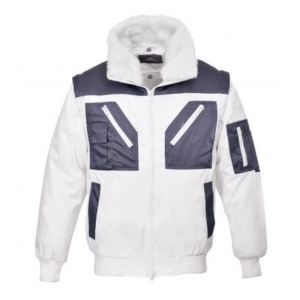 PORTWEST PJ20WHRM - Blouson Pilote bicolore, blanc