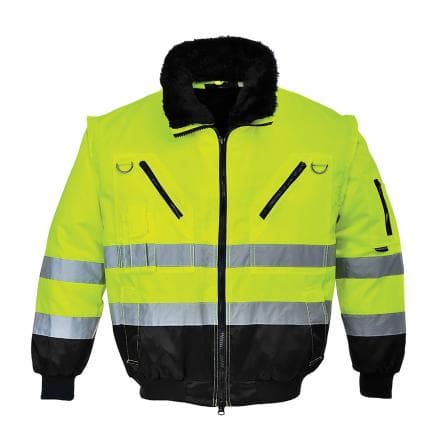 PORTWEST PJ50YBRXXL - Blouson Pilote 3 en 1 haute visibilité, jaune/noir