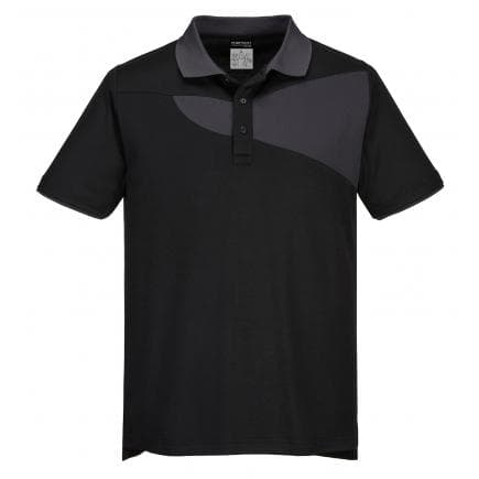 PORTWEST PW210BZRL - Polo PW2 m/c, noir/ zoom gris