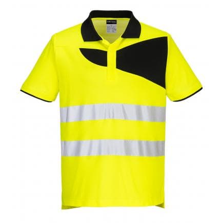 PORTWEST PW212YBRS - Polo haute visibilité PW2 m/c, jaune/noir