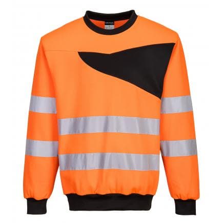 PORTWEST PW277OBRL - Sweatshirt haute-visibilité à col rond pw2, orange/noir