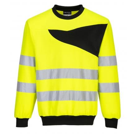 PORTWEST PW277YBRS - Sweatshirt haute-visibilité à col rond pw2, jaune/noir