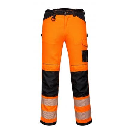 PORTWEST PW303OBR44 - Pantalon extensible léger haute-visibilité PW3, orange/noir (tailles britanniques)