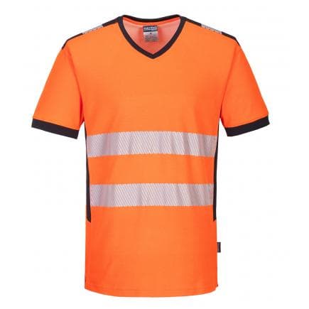PORTWEST PW310OBRL - T-shirt col v PW3 Hi-Vis, orange/noir