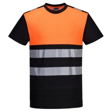 PORTWEST PW311BKOXL - T-shirt PW3 haute visibilité classe 1, noir/orange