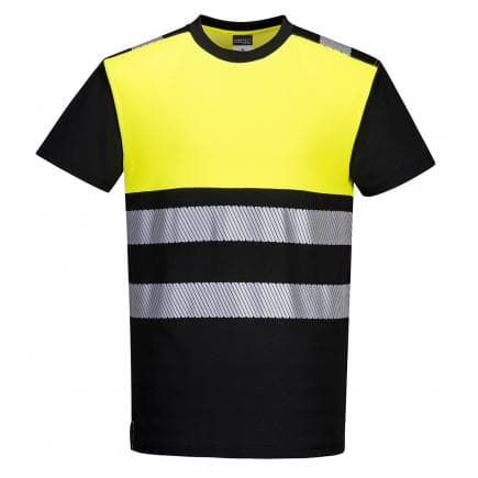 PORTWEST PW311BKY5XL - T-shirt PW3 haute visibilité classe 1, noir/jaune