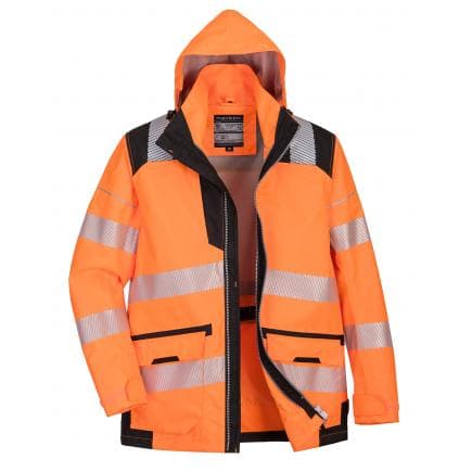 PORTWEST PW367OBRS - Parka PW3 Hi-Vis 5-en-1, orange/noir