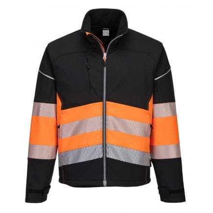 PORTWEST PW375BKOXL - Veste Softshell PW3 haute visibilité classe 1, noir/orange