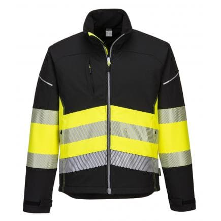 PORTWEST PW375BKYL - Veste Softshell PW3 haute visibilité classe 1, noir/jaune