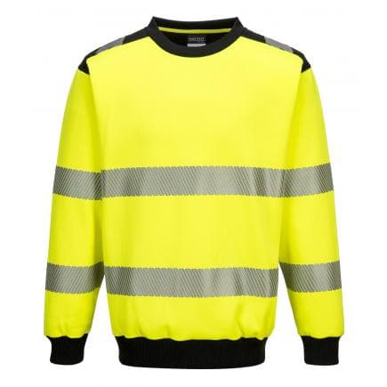 PORTWEST PW379YBRS - Sweat à col rond PW3 haute-visibilité, jaune/noir
