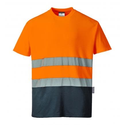 PORTWEST S173ONRM - T-shirt coton bicolore, orange/marine