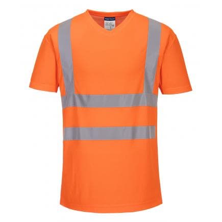PORTWEST S179ORRXXXL - T-shirt col v avec empiècements latéraux en maille aérée, orange