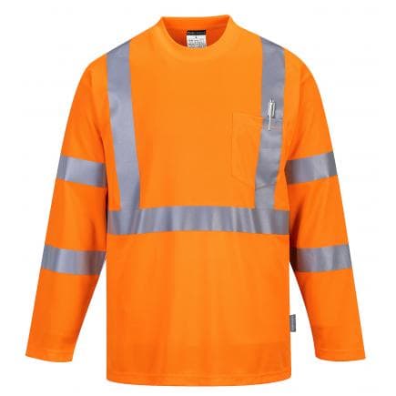 PORTWEST S191ORRXL - T-shirt Hi-Vis manches longues avec poche, orange