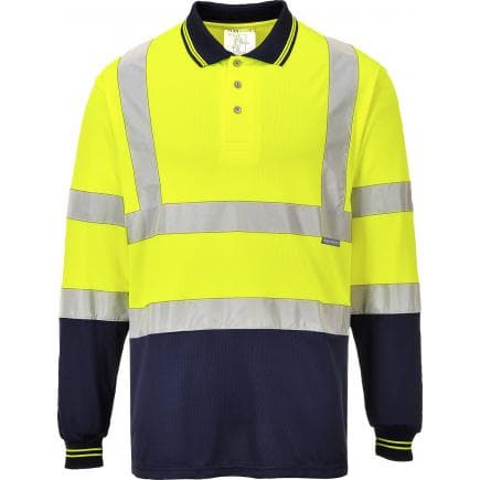 PORTWEST S279YNRM - Polo bicolore manches longues, jaune/marine