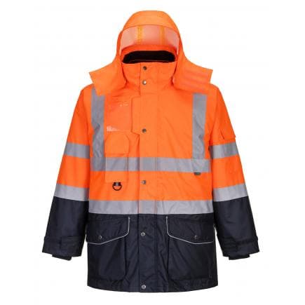 PORTWEST S426ONRL - Parka haute-visibilité 7-en-1 traffic contrast, orange/marine