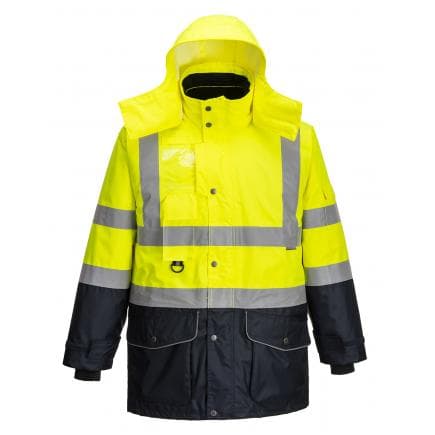 PORTWEST S426YNRM - Parka haute-visibilité 7-en-1 traffic contrast, jaune/marine