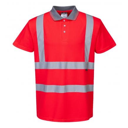 PORTWEST S477RERM - Polo Hi-Vis manches courtes, rouge