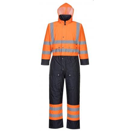 PORTWEST S485ONRS - Combinaison contrast Hi-Vis matelassée, orange/marine