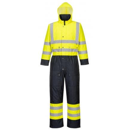 PORTWEST S485YNRS - Combinaison contrast Hi-Vis matelassée, jaune/marine
