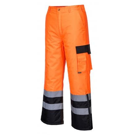 PORTWEST S686OBRS - Pantalon contraste Hi-Vis doublé, orange/noir