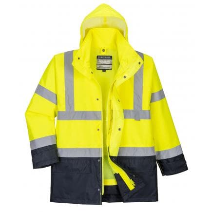 PORTWEST S768YNRL - Parka bicolore Executive 5-en-1, jaune/marine