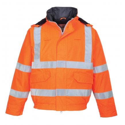 PORTWEST S773ORRM - Blouson Pilote HV pluie Bizflame antistatique et flamme retardant, orange