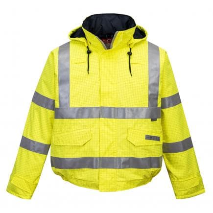 PORTWEST S773YERM - Blouson Pilote HV pluie Bizflame antistatique et flamme retardant, jaune