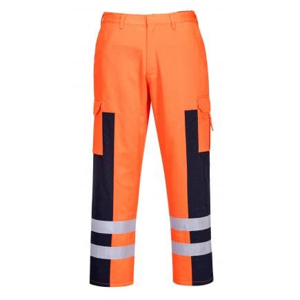 PORTWEST S919ONRL - Pantalon "balistique" haute-visibilité, orange/marine