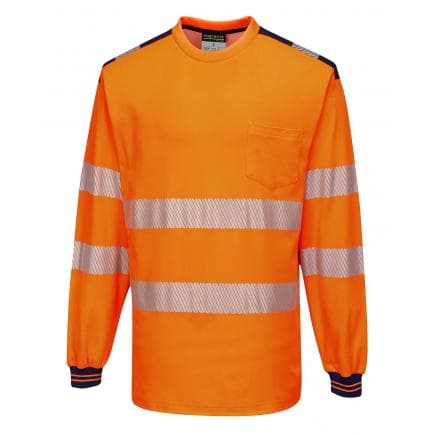 PORTWEST T185ONRM - PW3 T-shirt haute visibilité ml, orange/marine