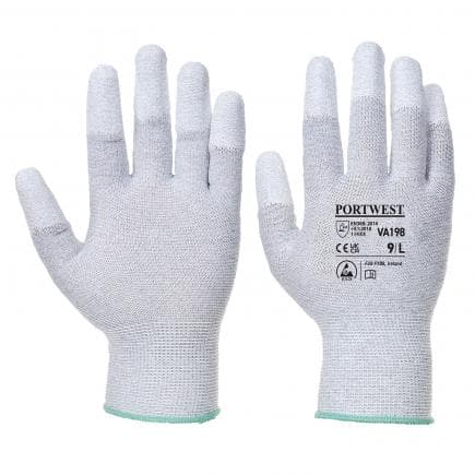 PORTWEST VA198G7RS - Gant fingertip antistatique enduit PU, gris
