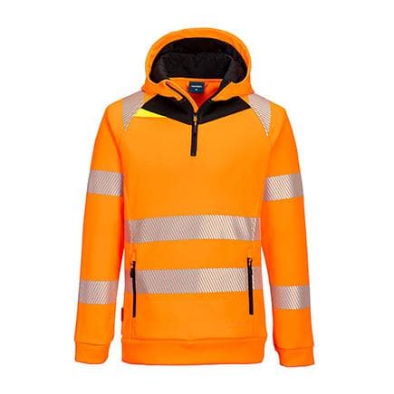 PORTWEST DX482OBRL - Sweat à capuche orange/noir DX4 Hi-Vis 1/4 Zip