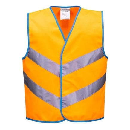 PORTWEST JN15ORRM - Orangefarbene Warnweste für Kinder
