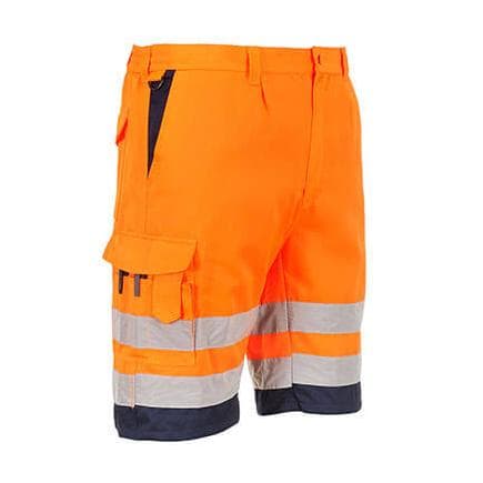 PORTWEST L043ONRXL - Short en poly-coton léger haute visibilité Orange/Marine
