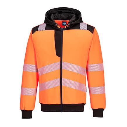 PORTWEST PW327OBRL - PW3 - Sweat à capuche zippé Haute-Visibilité Orange/Noir