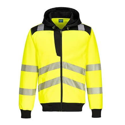 PORTWEST PW327YBRL - PW3 - Sweat à capuche zippé Haute-Visibilité Jaune/Noir