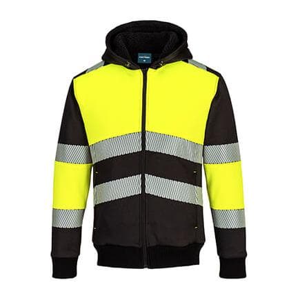 PORTWEST PW377YBRL - Sweat à capuche d'hiver zippé PW3 Class 1 Jaune/Noir