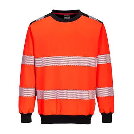 PORTWEST PW379RBKM - Sweat à col rond PW3 haute-visibilité Rouge/noir