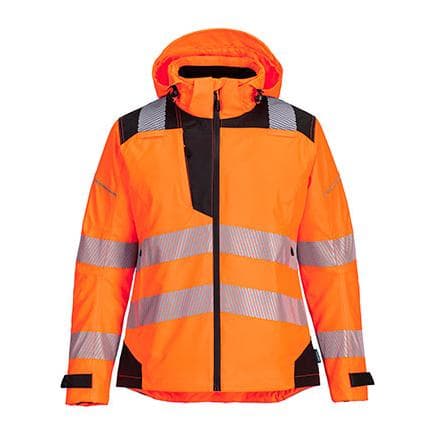 PORTWEST PW389OBRM - Veste de pluie haute visibilité PW3 pour femme Orange/Noir